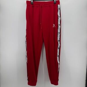 Converse Mens Red Track Pants Star Chevron Side Stripe Joggers Medium
